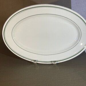 CARR CHINA Co. Two Green Stripe Oval Platter 9.5 x 14" RESTAURANT WARE
